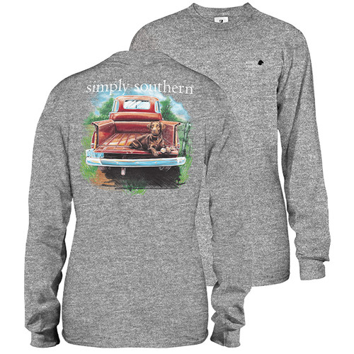 Xlarge Heather Gray Chocolate Lab Unisex Long Sleeve Tee by Simply Southern