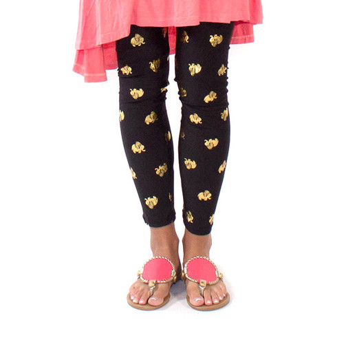 Gold Elephant Printed Leggings by Simply Southern
