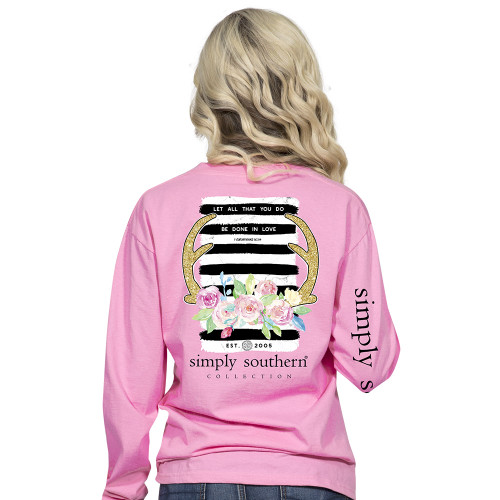 XX-Large Corinthians Flamingo Long Sleeve Tee by Simply Southern