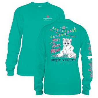 Large Dont Stress Meowt Seaglass Long Sleeve Tee by Simply Southern