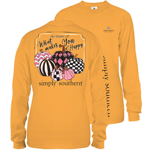 Xlarge Mustard Yellow Do More Of What Makes You Happy Long Sleeve Tee by Simply Southern