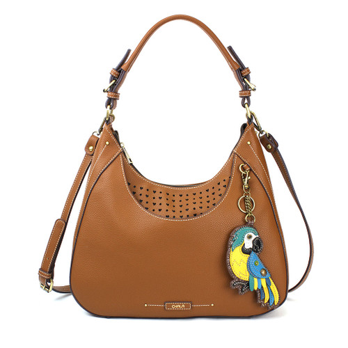 Brown Parrot (Blue) Sweet Hobo Tote by Chala