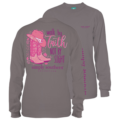 XX-Large Walk by Faith Steel Long Sleeve Tee by Simply Southern