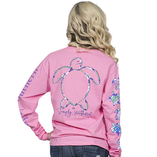 Small Save The Turtles Logo Preppy Long Sleeve Tee by Simply Southern