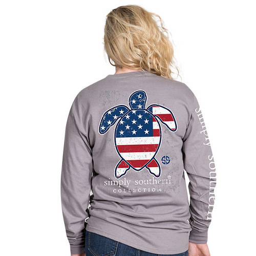 X-Large Save the Turtles USA Steel Long Sleeve Tee by Simply Southern