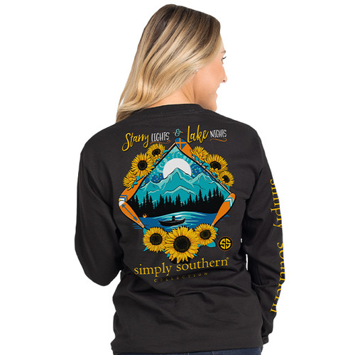 Large Starry Lights & Lake Nights Black Long Sleeve by Simply Southern