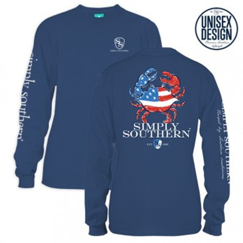 XLarge American Crab Moonrise Long Sleeve Tee - UNISEX by Simply Southern