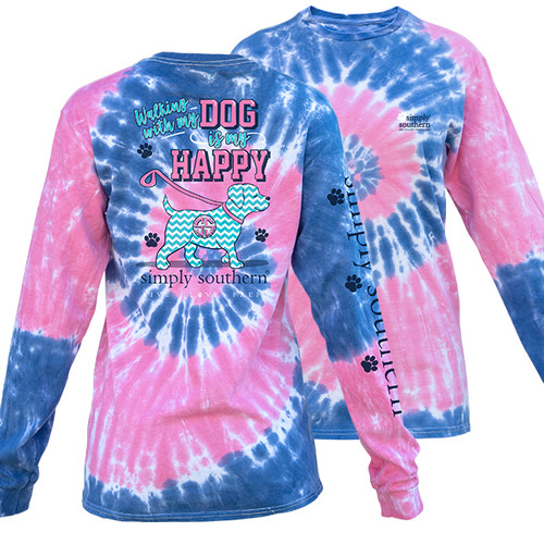 Medium Walking with My Dog Taffy Long Sleeve Tee by Simply Southern