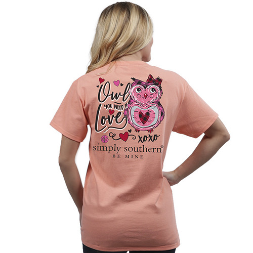 XXLarge Owl You Need is Love Peachy Short Sleeve Tee by Simply Southern
