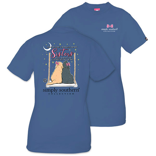 Large Side by Side or Miles Apart Sisters Will Always Be Connected by Heart Moonrise Short Sleeve Tee by Simply Southern