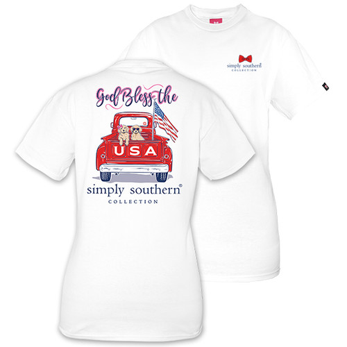 X-Large God Bless the USA White Short Sleeve Tee by Simply Southern