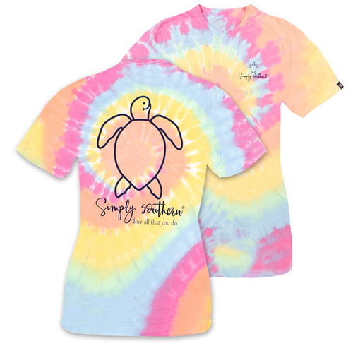 Medium Save the Turtles Logo Tie Dye Short Sleeve Tee by Simply Southern