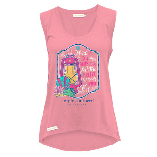 Large Watch the Sea Lantern Flamingo Tank Top by Simply Southern