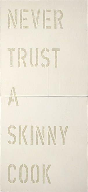 20" x 44" White Never Trust A Skinny Cook Antiqued Sign by Sugarboo Designs