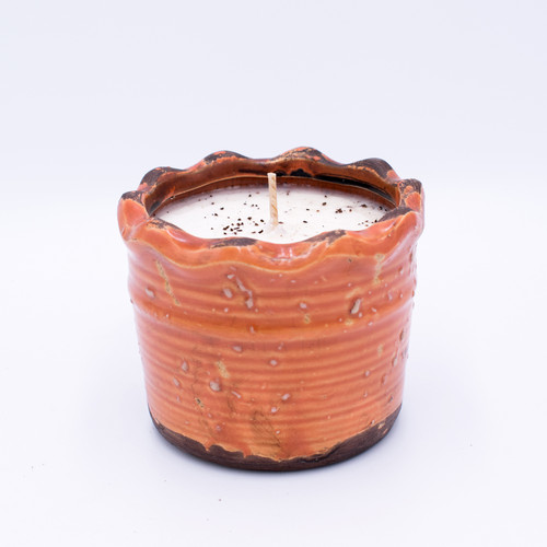 Pumpkin Carmel Drizzle Ruffled Pottery Ruffled Pot Swan Creek Candle