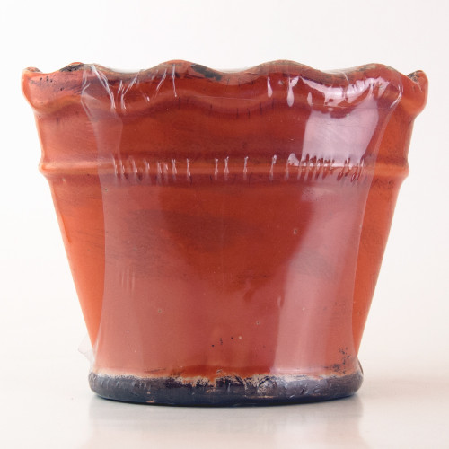 White Peach & Clove Ruffled Vase Swan Creek Candle (Color: Coral)