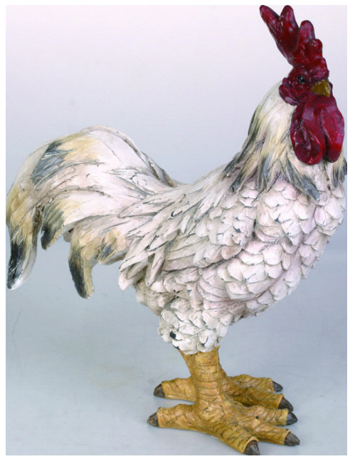 White Resin Rooster Figurine