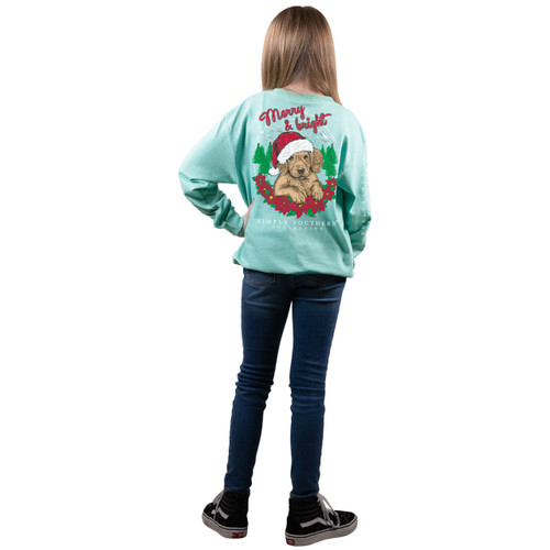 XX-Large Merry and Bright Puppy Long Sleeve Tee by Simply Southern Tees