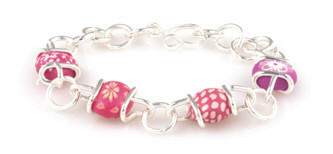 Simply Pink Silver Link Swirl Bracelet