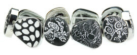 Black Lace Stretch Pebble Bangle Bracelet
