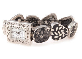 Black Lace Square Pebble Watch