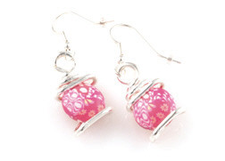 Simply Pink Silver Swirl Earring