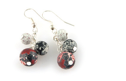 Candy Apple 3 Bead Cluster Earring