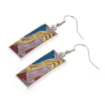 Flannel Square Pendant Earrings