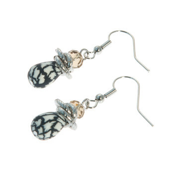 Classic Black Lace Pear Drop Earrings