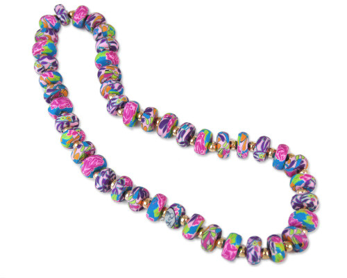 Splash of Pink Flat Shimmer Necklace - Viva Beads