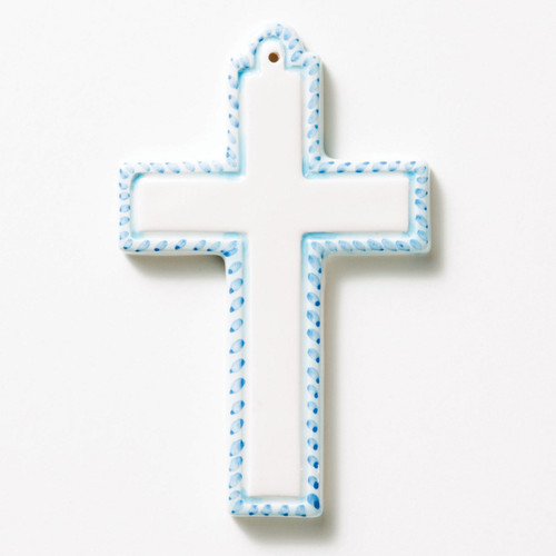 Vietri Croce Blue Ceramic Cross Ornament