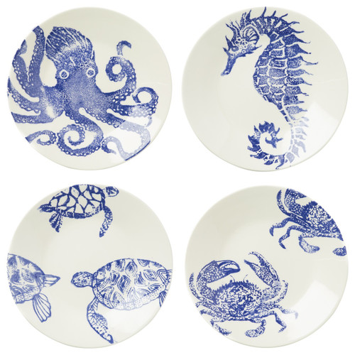 Vietri Costiera Assorted Blue Dinner Plates - Set of 4
