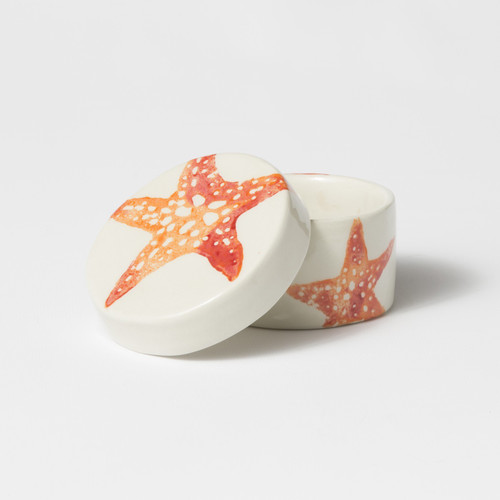 Vietri Costiera Coral Starfish Small Round Box