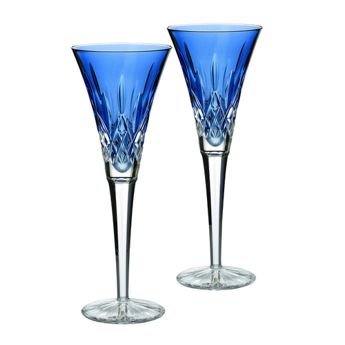 Lismore Sapphire Toasting Flute Pair by Waterford