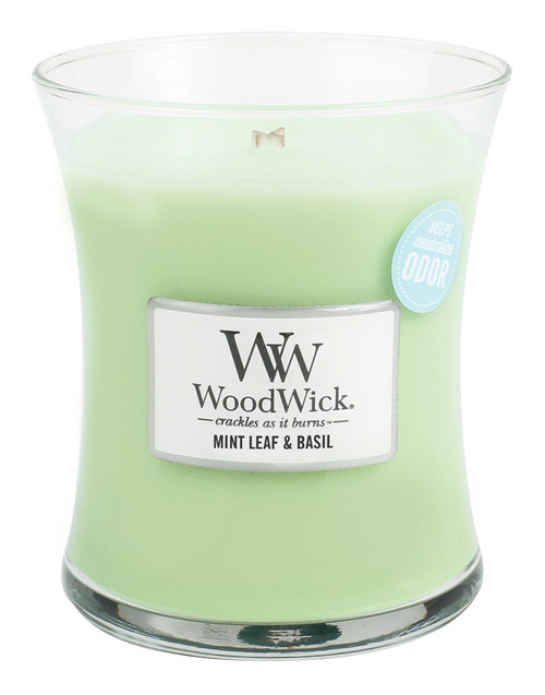 WoodWick Candles Mint Leaf & Basil ODOR NEUTRALIZING 10 oz. Jar Candle