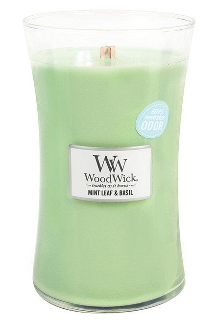 WoodWick Candles Mint Leaf & Basil ODOR NEUTRALIZING 22 oz. Jar Candle