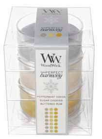 WoodWick Candles Peppermint Cocoa, Sugar Cookies & Buttered Rum Perfect Harmony Collection