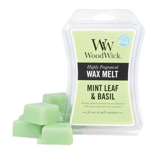 WoodWick Candles Mint Leaf & Basil ODOR NEUTRALIZING 3 oz. Hourglass Wax Melt