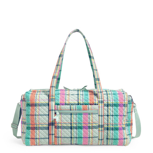 Pastel Plaid Large Travel Duffel Bag