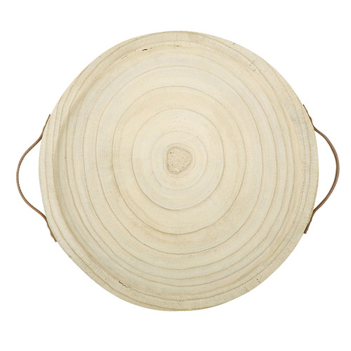 Paulownia + Leather Tray - Natural