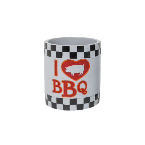 6.6-Inch Cement BBQ Utensil Holder - I Love BBQ