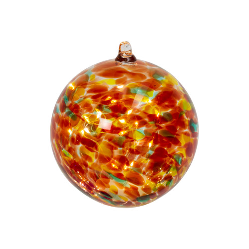 8-Inch Solar Lighted Hand-Blown Glass Sphere - Amber