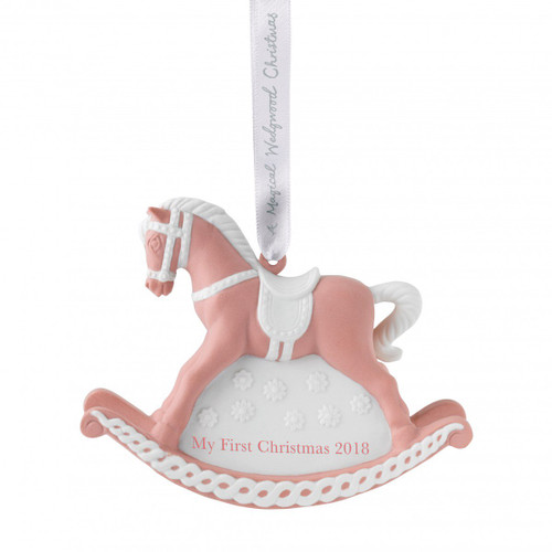 2018 Baby's 1st Rocking Horse Pink Ornament by Wedgwood