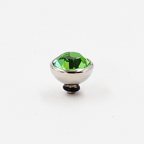 Peridot 10-mm. Bottone Top - Silver