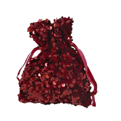 Burgundy Velvet Sequin 4"x5" Gift Bag by Bestmate