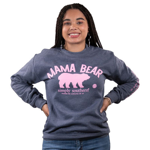 Small Mama Bear Crew Sweatshirt Heather Navy