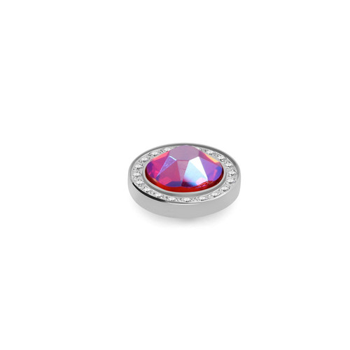 Hyacinth Shimmer 10.5mm Silver with Crystal Border Interchangeable Top by Qudo Jewelry