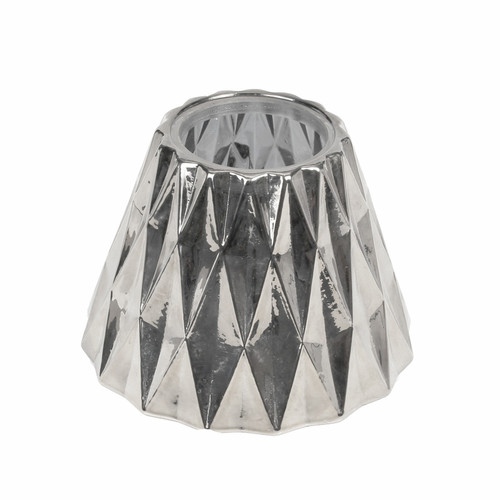 WoodWick Candles Silver Geometric Glass Shade for 10 oz.  Jar Candle