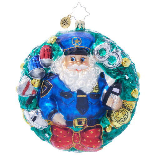 Police Santa Wreath by Christopher Radko
