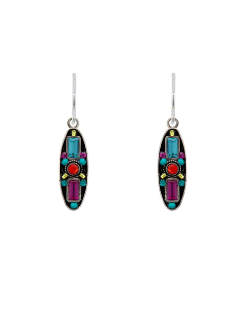 Multicolor Baguette Medium Oval Earring - Firefly Jewelry Multicolor Baguette Medium Oval Earring - Firefly Jewelry